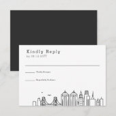 オークランドの結婚式 | スタイリッシュなスカイライン 返信ハード 出欠カード (正面/裏面)