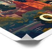 オークランドカリフォルニアヴィンテージトラベルイラストレーション ポスター (角)