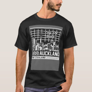 オークランドニュージーランドの都市スカイラインマップ旅行1 Tシャツ