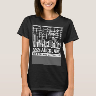 オークランドニュージーランドの都市スカイラインマップ旅行1 Tシャツ