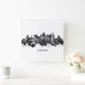 オークランドニュージーランドスカイラインBW スクエア壁時計 (ホーム)