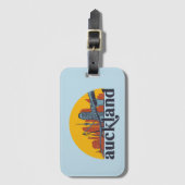 オークランドニュージーランドレトロシティスカイラインシティスケープ ラゲッジタグ (正面縦)