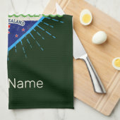 オークランドニュージーランドレトロスカイラインヴィンテージ キッチンタオル (四つ折り)