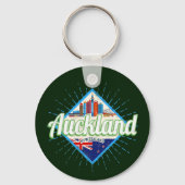 オークランドニュージーランドレトロスカイラインヴィンテージ キーホルダー (正面)
