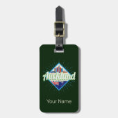 オークランドニュージーランドレトロスカイラインヴィンテージ ラゲッジタグ (正面縦)