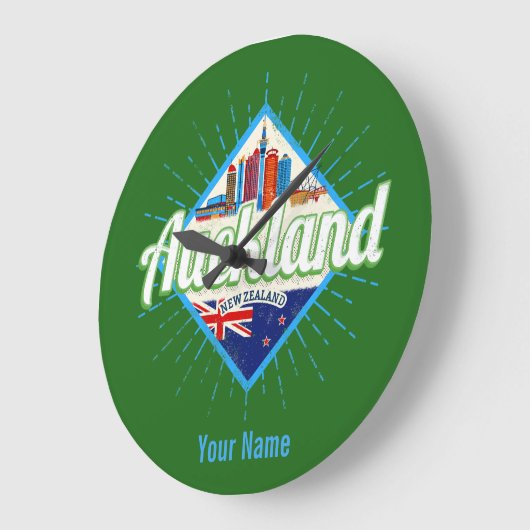 オークランドニュージーランドレトロスカイラインヴィンテージ ラージ壁時計 (傾斜)