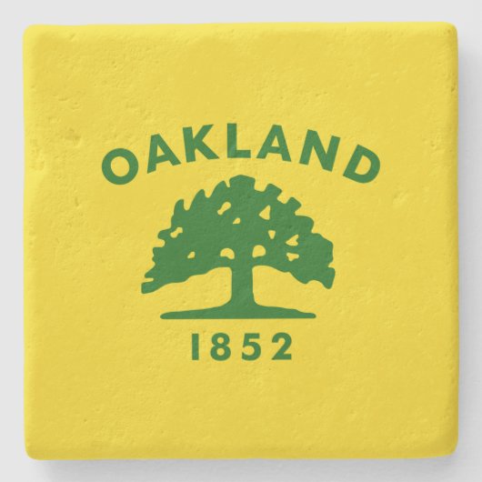 オークランド市旗（カリフォルニア州） ストーンコースター (正面)