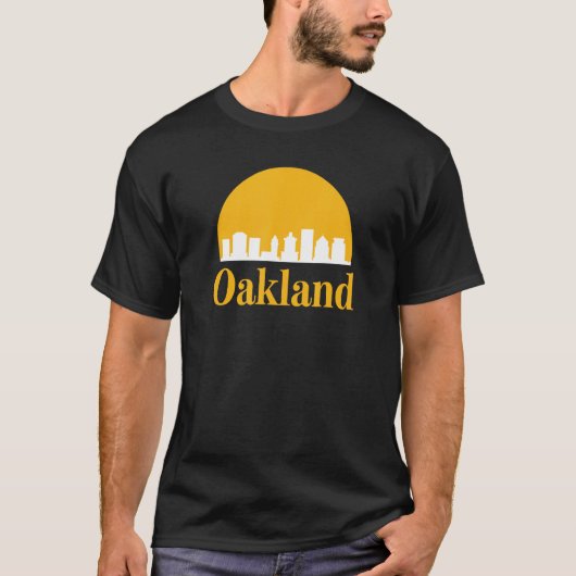 オークランド市街スカイラインレトロ Tシャツ (正面)