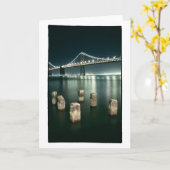 オークランド湾橋@夜 カード (黄色い花)