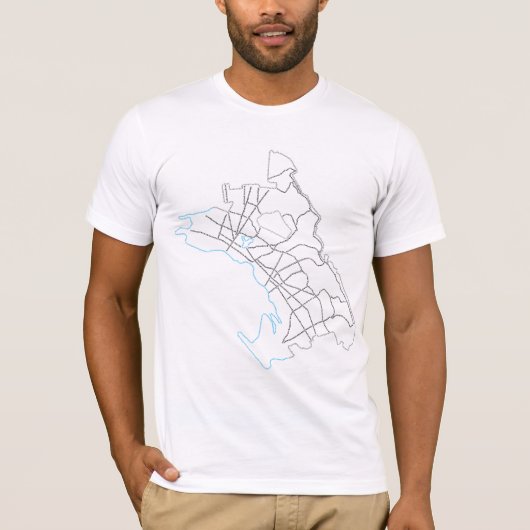 オークランド都市印刷の地図 Tシャツ (正面)