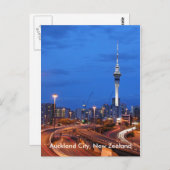 オークランド都市、薄暗がりのニュージーランド ポストカード (正面/裏面)