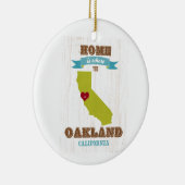 オークランド、カリフォルニアの地図-ところにハートはです家 セラミックオーナメント (右)