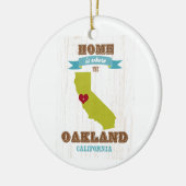 オークランド、カリフォルニアの地図-ところにハートはです家 セラミックオーナメント (左)