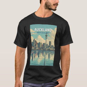 オークランド ニュージーランド イラスト 旅行 アート レトロ Tシャツ