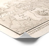 オークランド・ハーバー・ニュージーランドのヴィンテージの地図（1857年） ポスター (角)