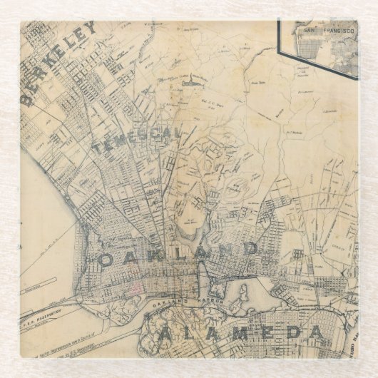 オークランド、バークレー、アラメダ ガラスコースター (正面)