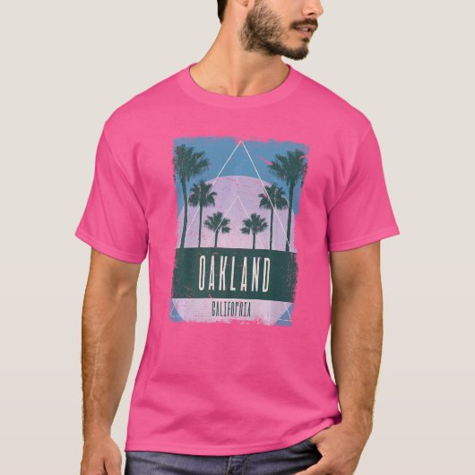 オークランドCAヴィンテージVAPORWAVEレトロ80s Tシャツ (正面)