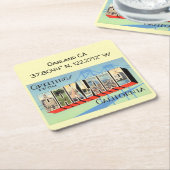 オークランドCA,座標,ヴィンテージスタイル挨拶 スクエアペーパーコースター (アングル)