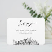 オークラン結婚ズのミニマルなスケッチRSVP エンクロージャーカード (スタンド正面)