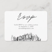 オークラン結婚ズのミニマルなスケッチRSVP エンクロージャーカード (正面)