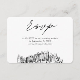 オークラン結婚ズのミニマルなスケッチRSVP エンクロージャーカード