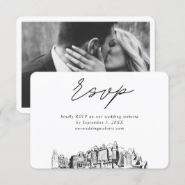 オークラン結婚ズのミニマルなスケッチRSVP エンクロージャーカード