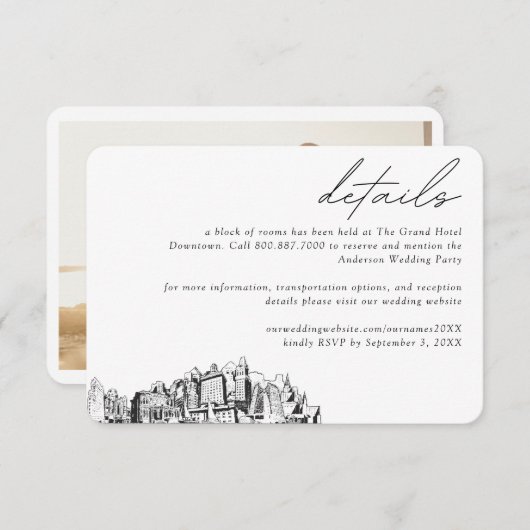 オークラン結婚ズホテルルームブロック詳細 エンクロージャーカード (正面/裏面)