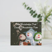 オークリスマスツリーカロリングのクリスマス雪だるま シーズンポストカード (スタンド正面)