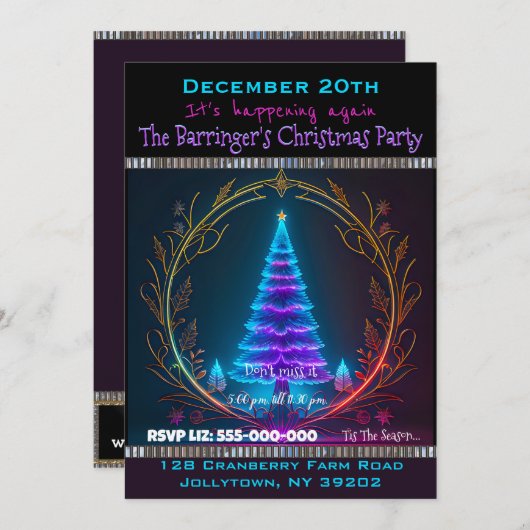 オークリスマスツリーパーティー時間 招待状 (正面/裏面)