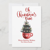 オークリスマスツリーホットチョコパーソナライズされたラ シーズンカード (正面)