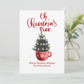 オークリスマスツリーホットチョコパーソナライズされたラ シーズンカード (スタンド正面)