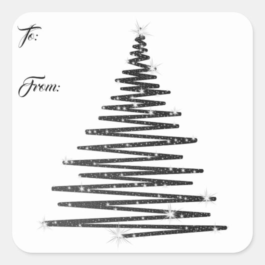 オークリスマスツリー正方形ステッカーのクリスマスラベル スクエアシール (正面)