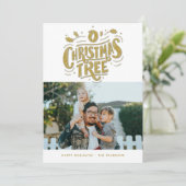 オークリスマスツリー金ゴールド写真家 シーズンカード (スタンド正面)