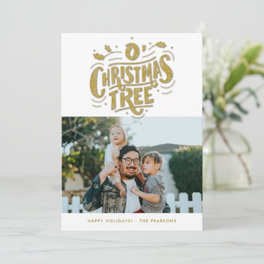 オークリスマスツリー金ゴールド写真家 シーズンカード (スタンド正面)