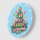 オークリスマスティーおもしろい- Bobaバブルティーホリデー ラージ壁時計 (傾斜)