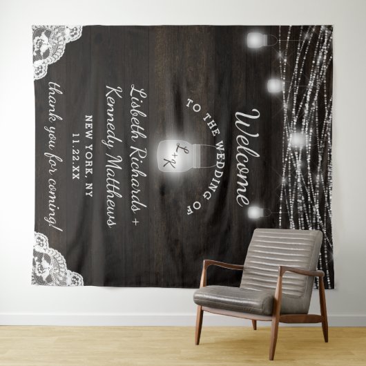 オークリッジウ素朴ッド&メイソンジャース結婚の歓迎 タペストリー (インサイチュ(横))