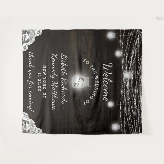 オークリッジウ素朴ッド&メイソンジャース結婚の歓迎 タペストリー (正面(横))