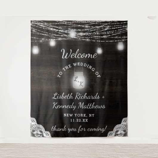 オークリッジウ素朴ッド&メイソンジャース結婚の歓迎 タペストリー (正面)