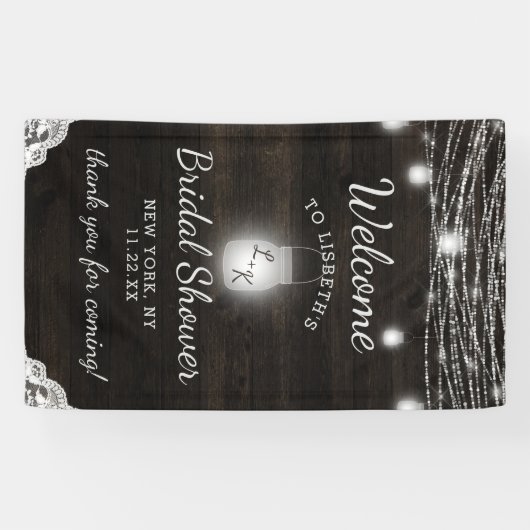 オークリッジダーク素朴ウッドブライダルシャワーへようこそ 横断幕 (横)