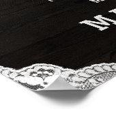 オークリッジダーク素朴ウッドモノグラムゲストブックサイン ポスター (角)