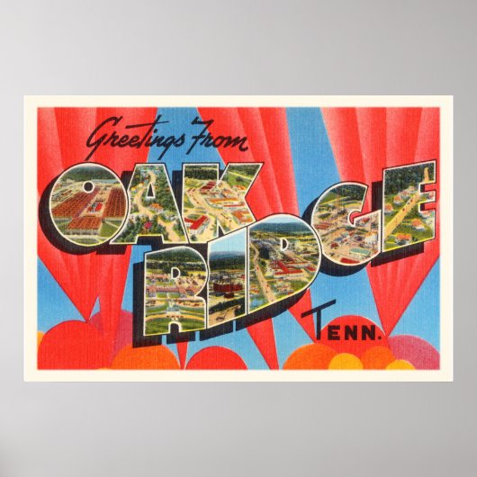 オークリッジテネシーTNオールドヴィンテージ旅行土産 ポスター (正面)