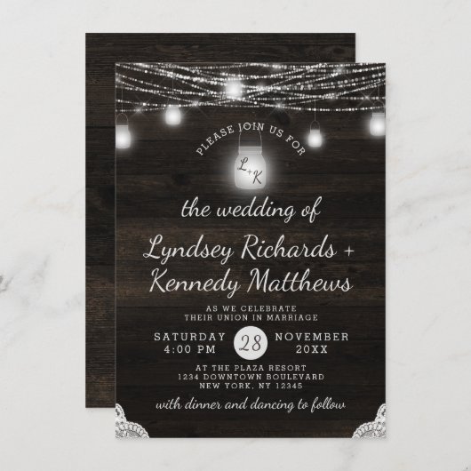 オークリッジバ素朴ンウッド&メイスンジャーズ結婚ズ 招待状 (正面/裏面)