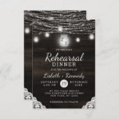 オークリッジ素朴ウッド結婚のリハーサルディナー 招待状 (正面/裏面)