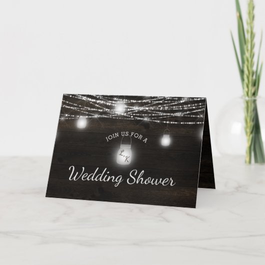 オークリッジ素朴ダークウッドカップルのウェディングシャワー 招待状 (正面)