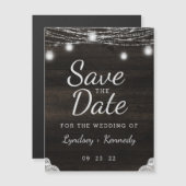 オークリッジ素朴ダークウッド結婚式の日付を保存 マグネット招待状 (正面/裏面)