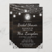 オークリッジ ラスティック ウッド＆レース ウェディング ブライダルシャワー 招待状 (正面/裏面)