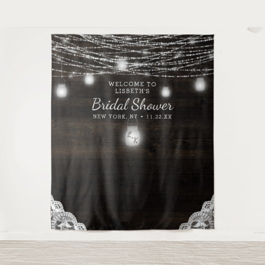 オークリッジ ラスティック ブライダルシャワー フォトプロップ バックドロップ タペストリー (正面)