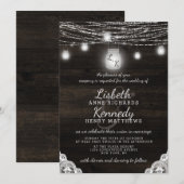 オークリッジ ラスティック メイソンジャー & ストリング ライト ウェディング 招待状 (正面/裏面)