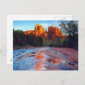 オークリークに反射する大聖堂ロックのサンセット ポストカード (正面/裏面)