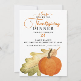 オークリーフ&パンプキンサンクスギビングディナー招待状 招待状